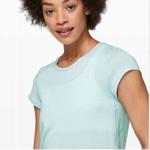 lululemon Another Mile Short Sleeve‎ Tee Heathered Blue Glow
